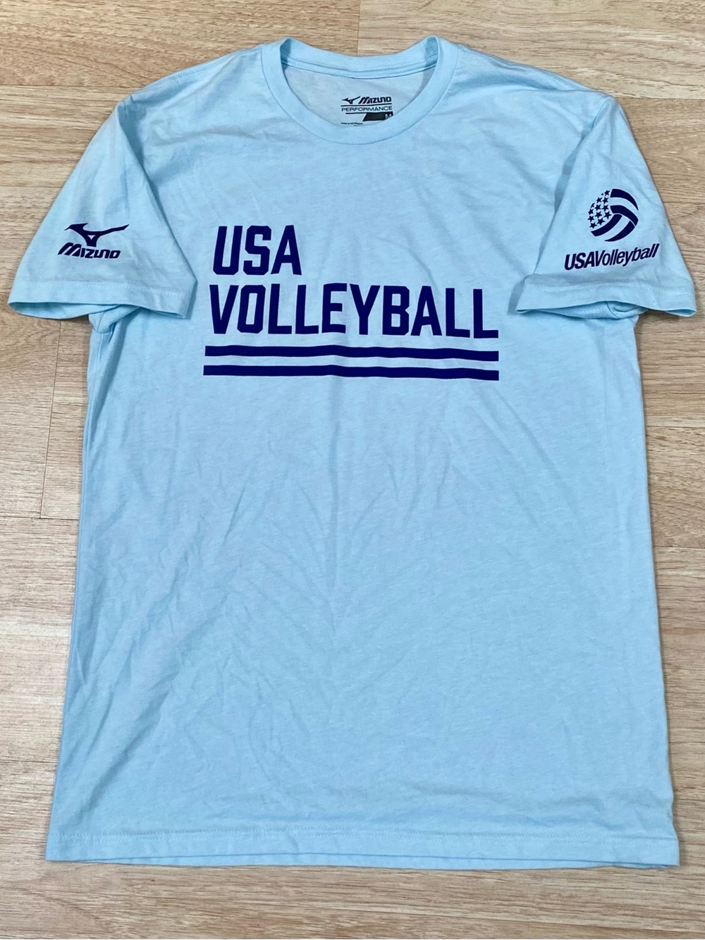 Mizuno Performance T-Shirt Men’s M Blue USA Volleyball Short Sleeve Tee Shirt